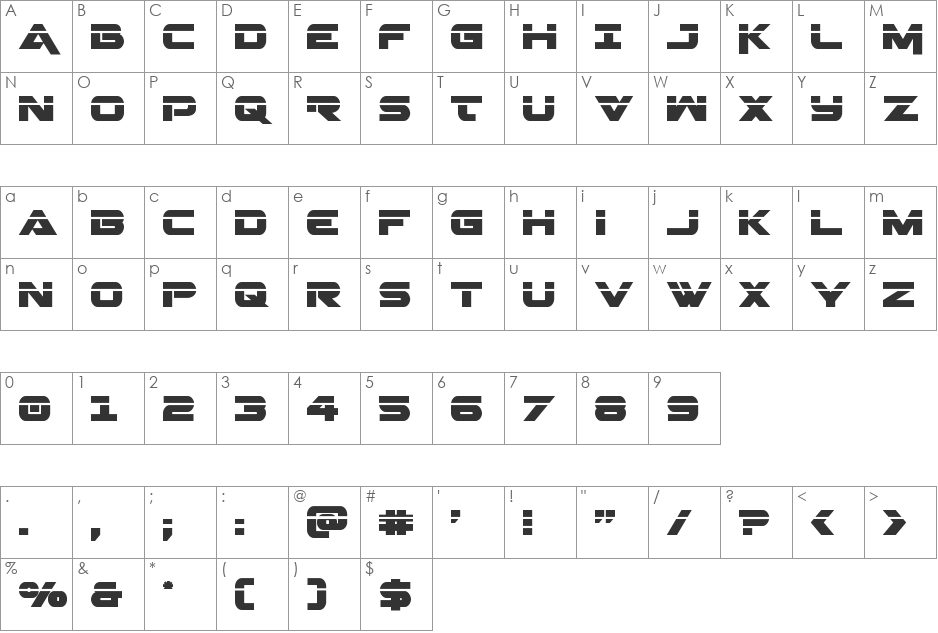 Gemina Laser font character map preview