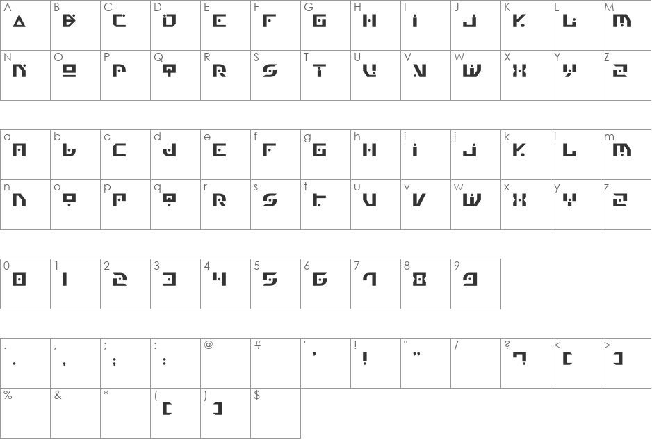 Generation Nth font character map preview