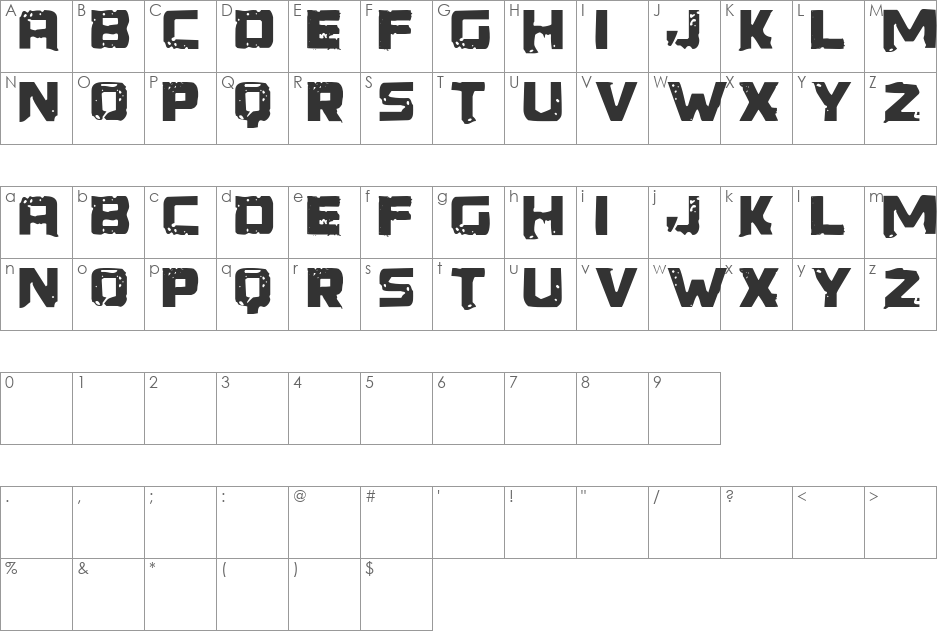Generator REX font character map preview