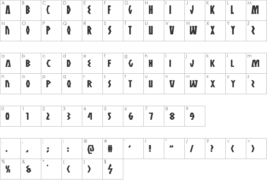 Antikythera font character map preview
