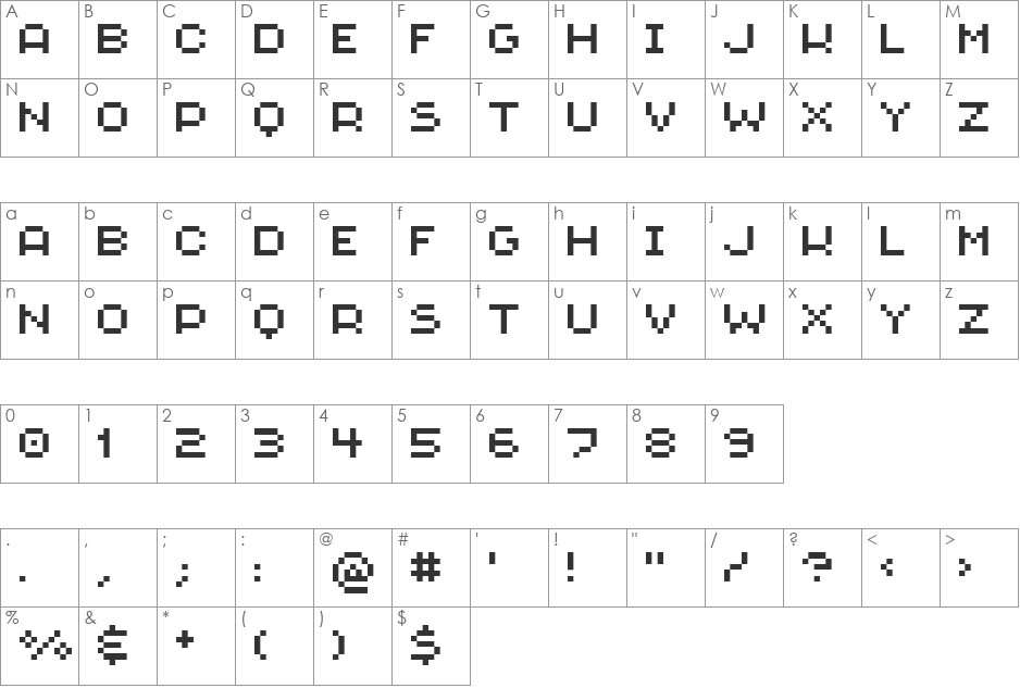 Genetica font character map preview