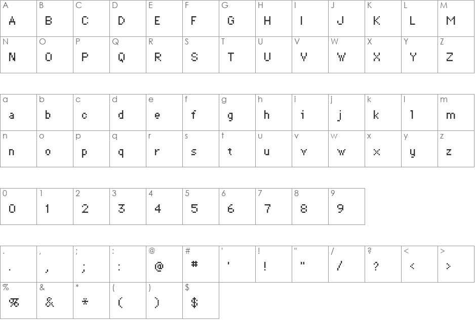 Geneva 9 font character map preview