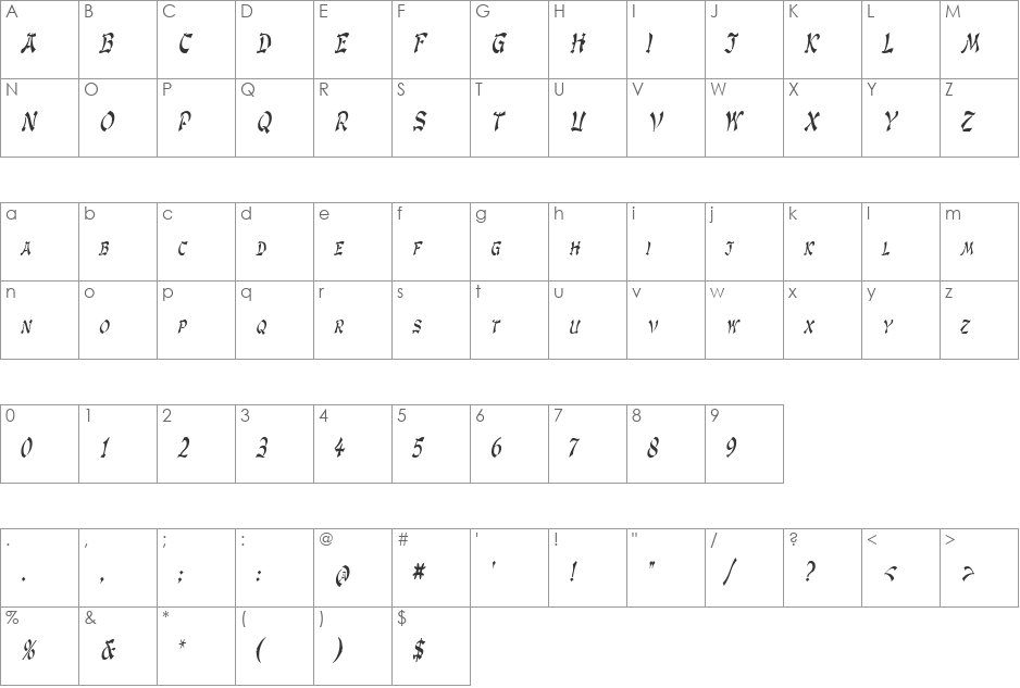 GengisKahnCondensed font character map preview