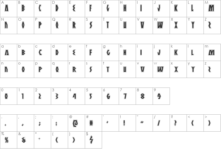 Antikythera Academy font character map preview