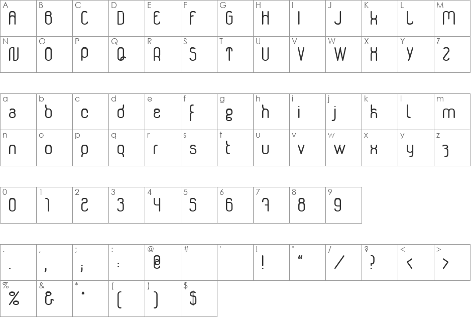 Genikas font character map preview