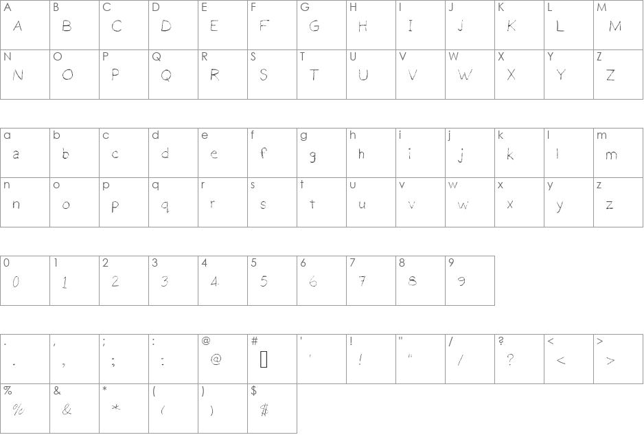 Gennaro_Palmieri_HP_Pencil font character map preview