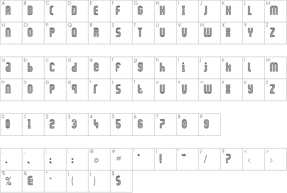 GENNIFER font character map preview