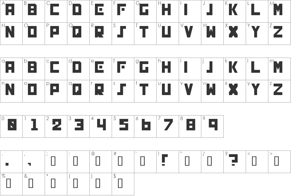 GENOCIDE font character map preview