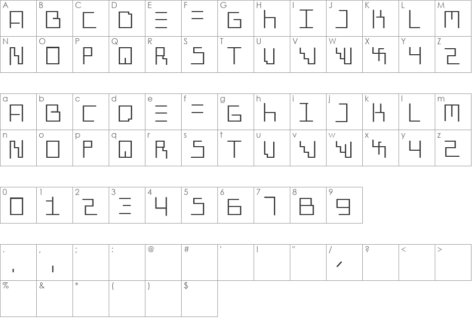 GenotypiPrototype font character map preview