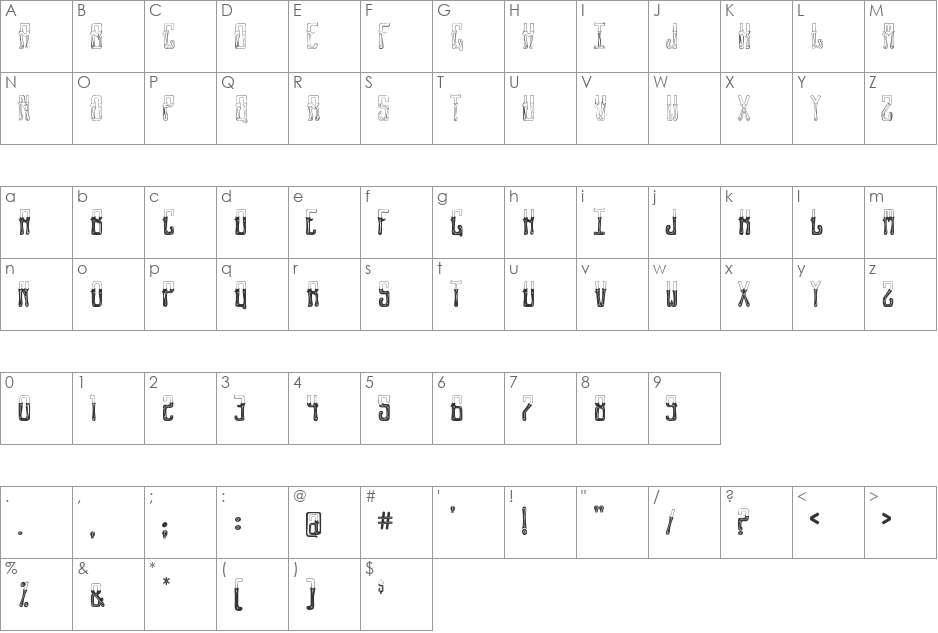 GENTLEMAN CLOWN font character map preview