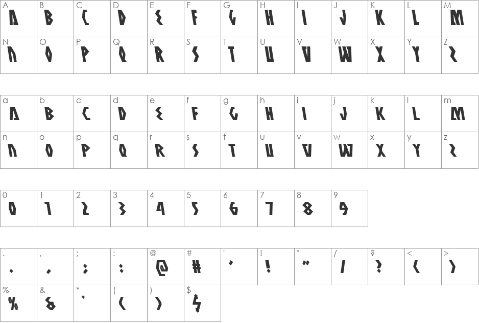 Antikythera Leftalic font character map preview