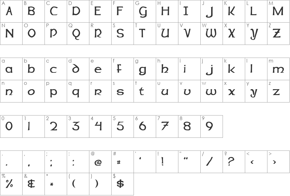genuine roman font character map preview