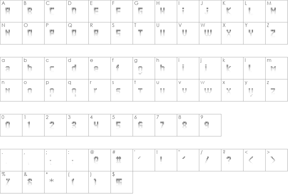 GenzzBottom font character map preview