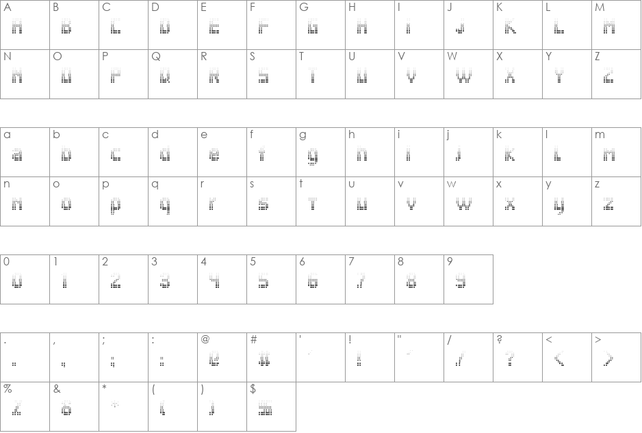 GenzzTop font character map preview