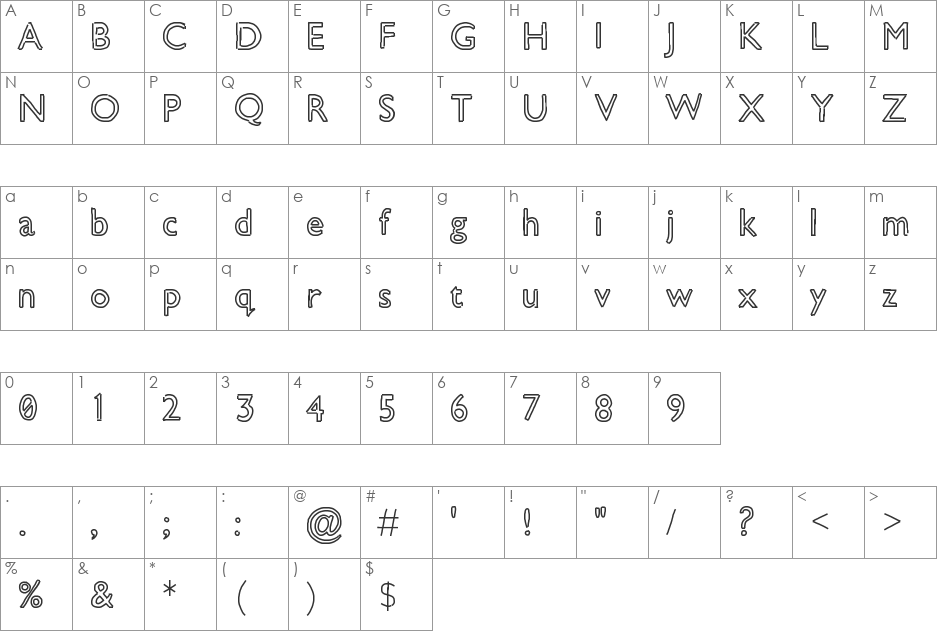Geo font character map preview