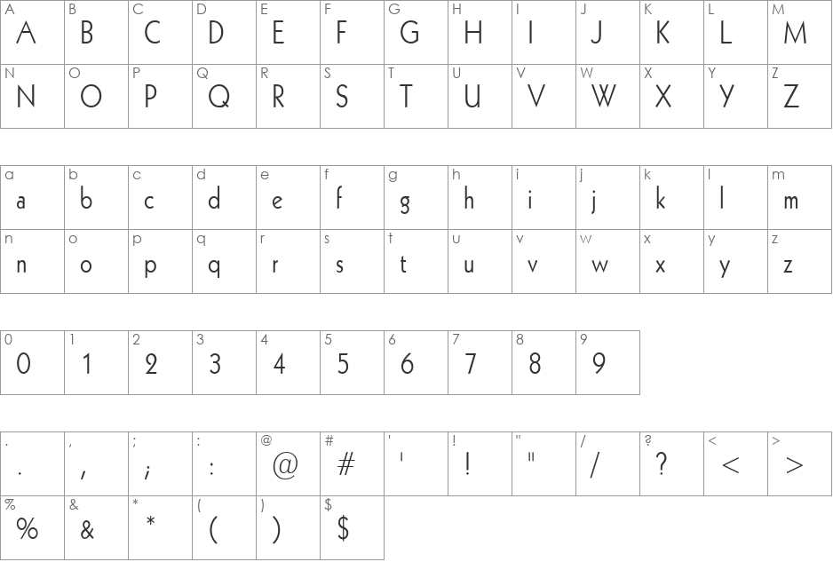 Geo 112 Extended font character map preview