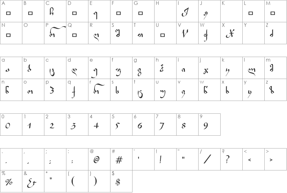 Geo Aladdin font character map preview
