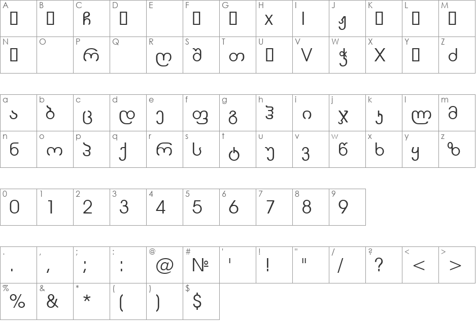 Geo Avaza Nusx font character map preview