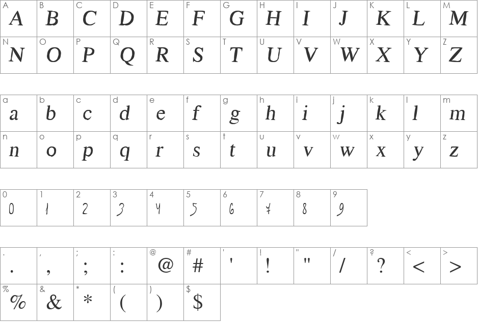 Geo caligraf_apo font character map preview