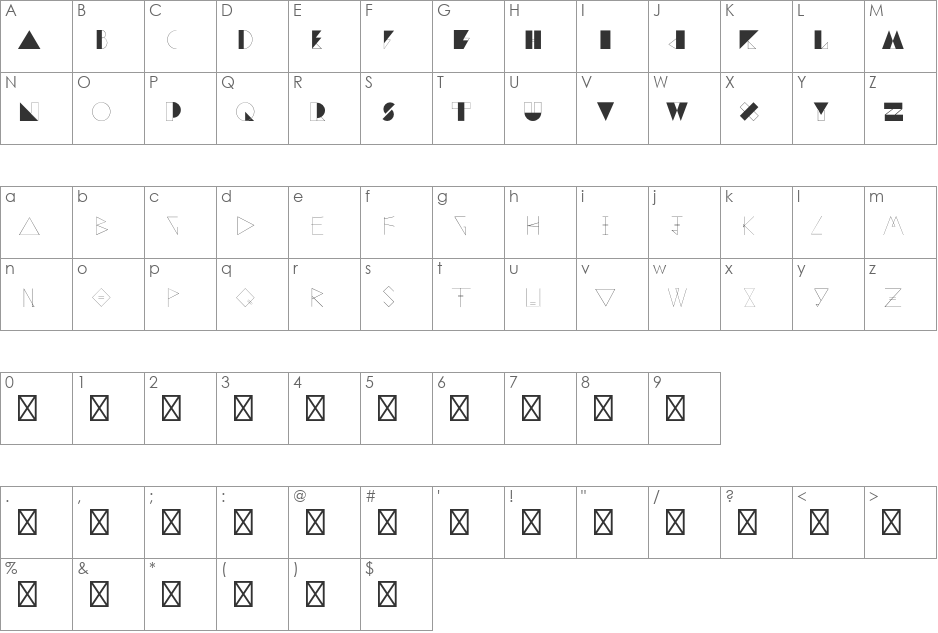 GEO EASTON font character map preview