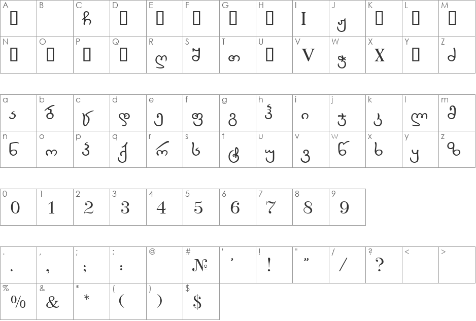 Geo Eka font character map preview