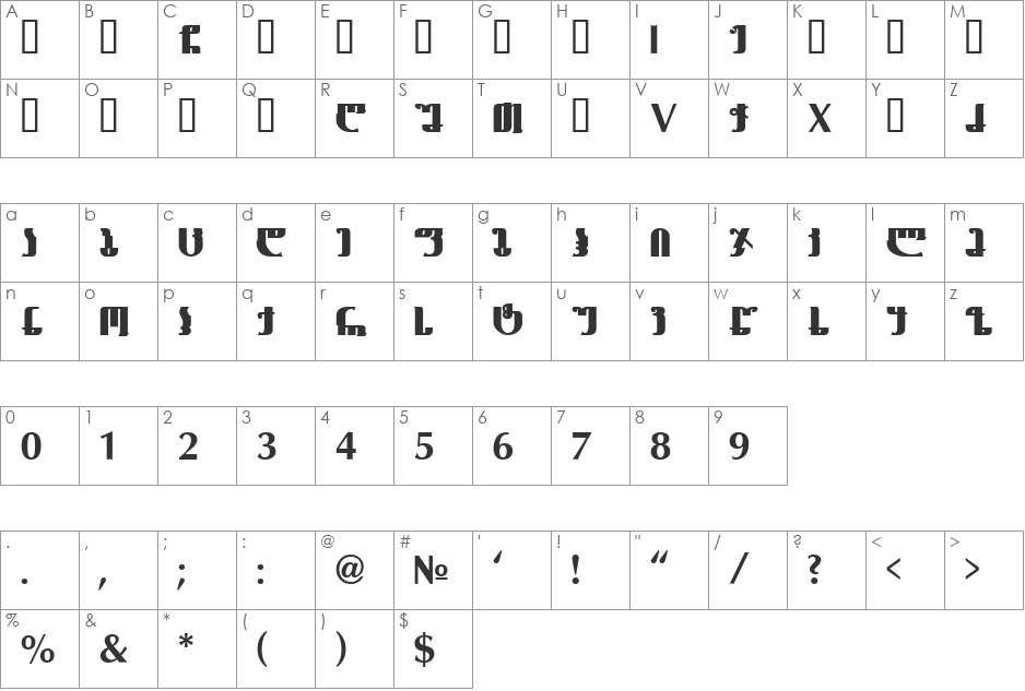 Geo Gordeladze font character map preview