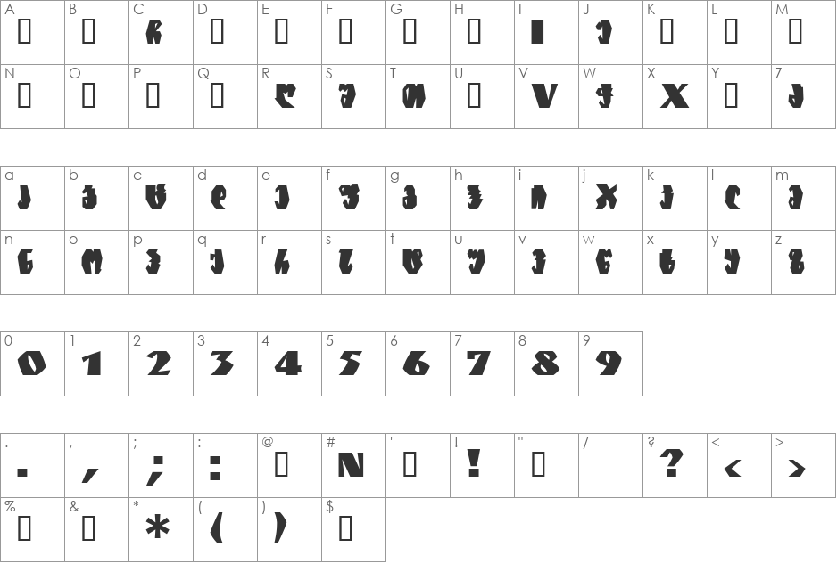 Geo Graniti font character map preview