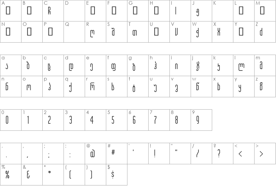 Geo Institution font character map preview