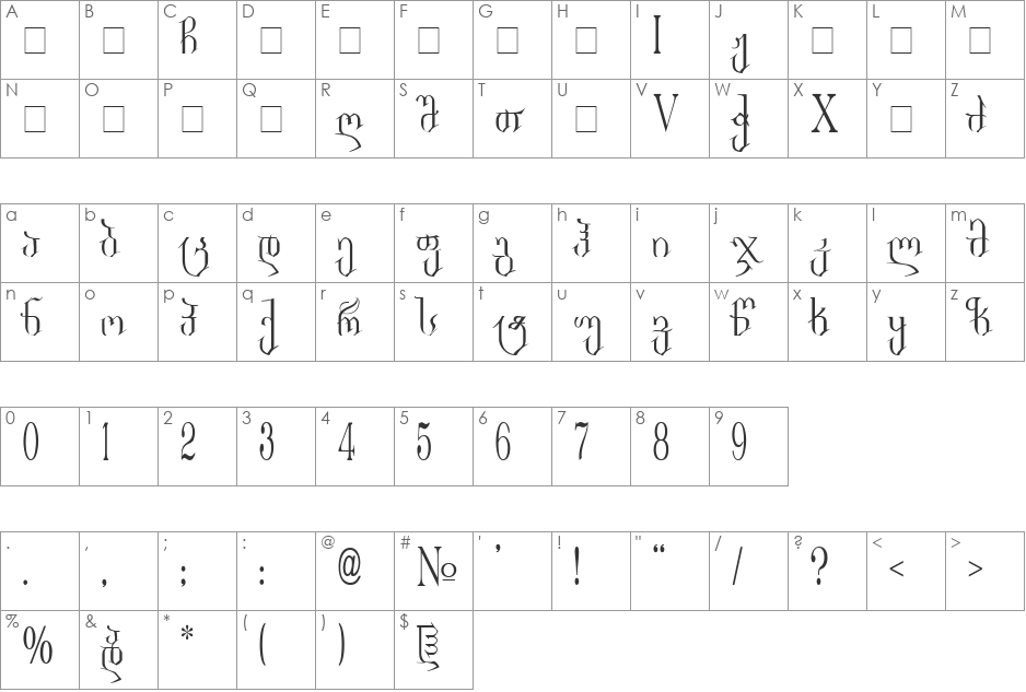 Geo Kalami Nusx font character map preview