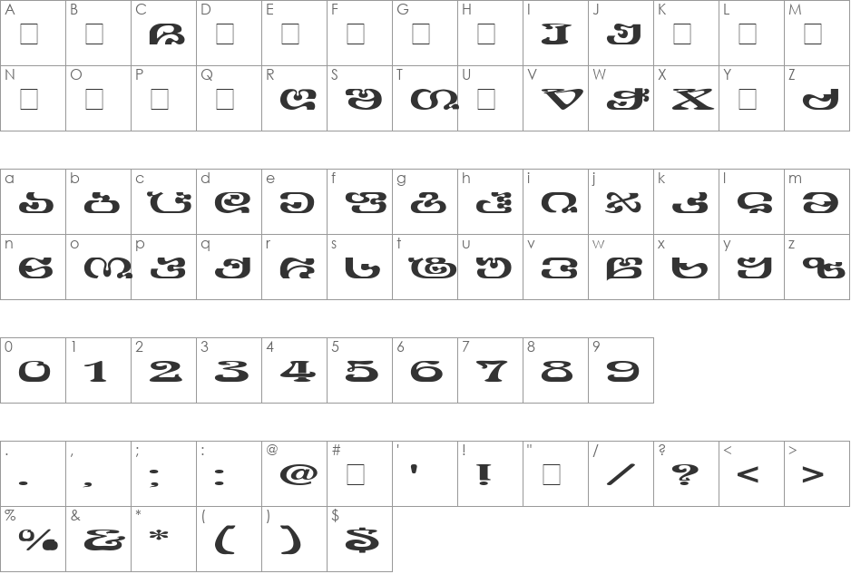 Geo Kvamli font character map preview