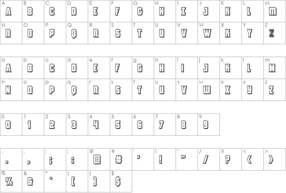 Antilles Engraved font character map preview