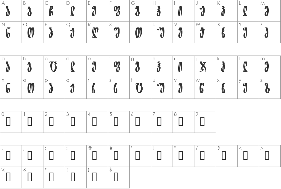 Geo Shesha font character map preview