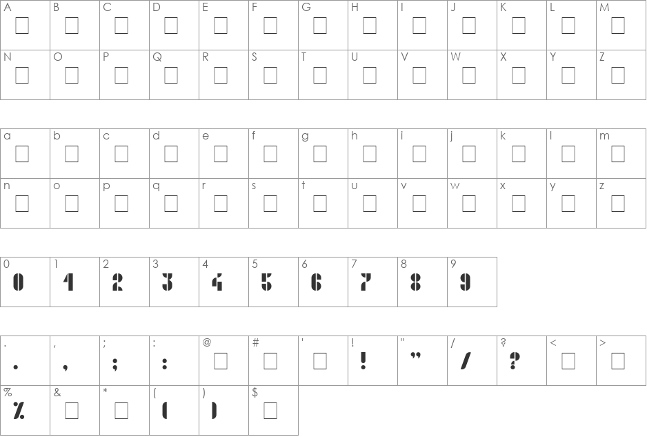 Geo Shirim font character map preview