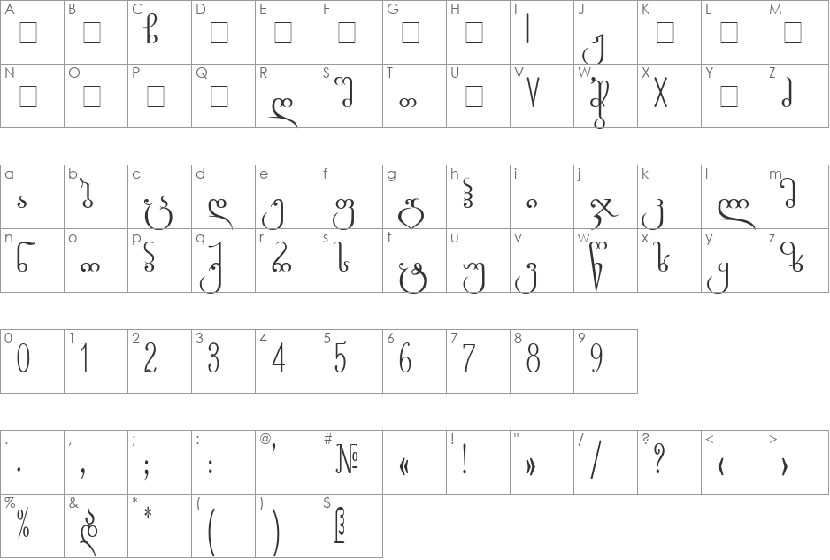 Geo Tabidze font character map preview