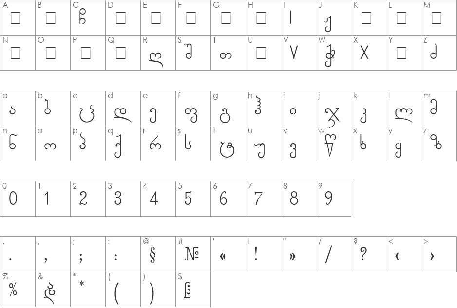 Geo Tiko font character map preview