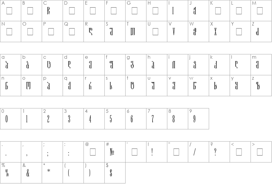 Geo Times Mtavr font character map preview