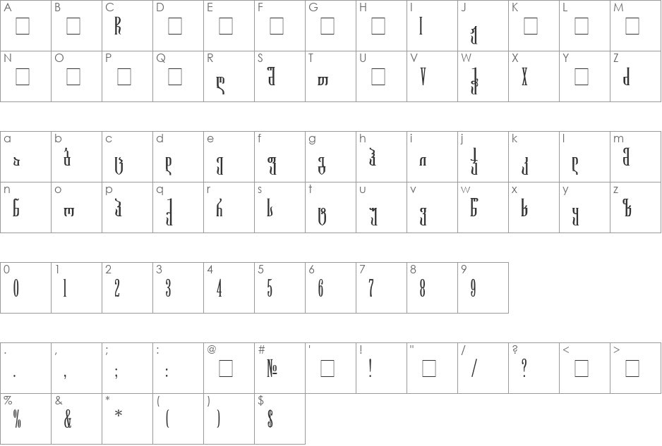 Geo Times Nusx font character map preview