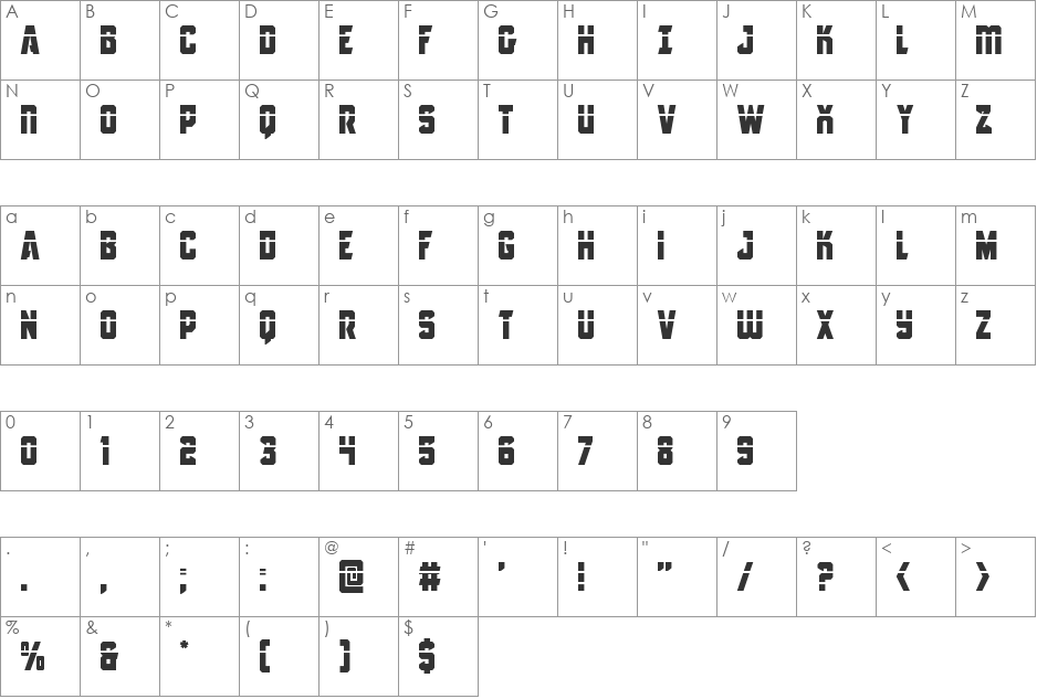 Antilles Laser font character map preview