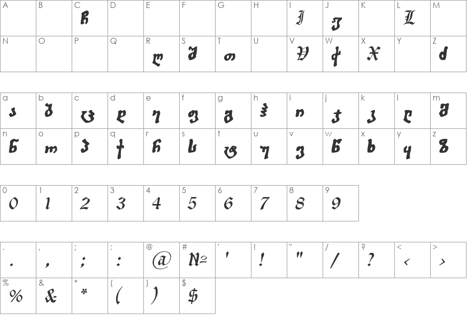 Geo XucurNusx font character map preview