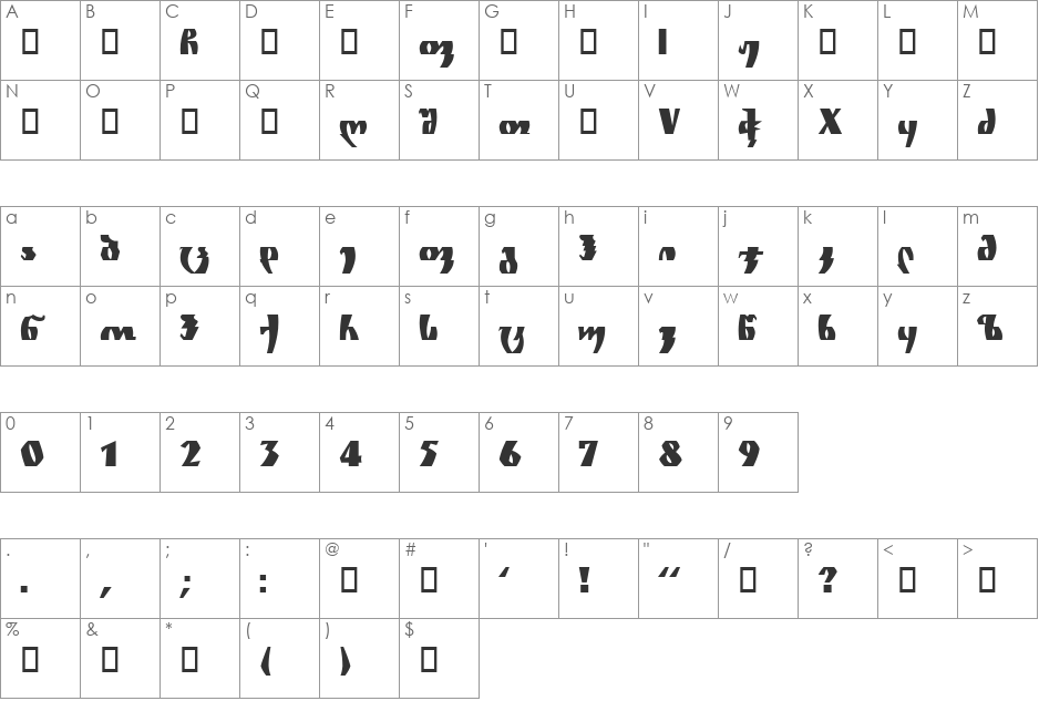 Geo Zghapari Nusx ASTER font character map preview