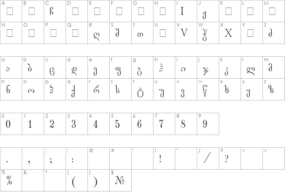 GEO-Gogebashvili font character map preview