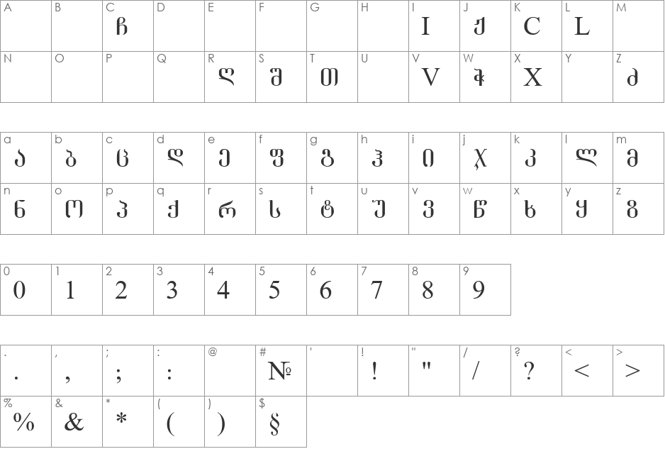 GEO-GrigoliaMtavr font character map preview