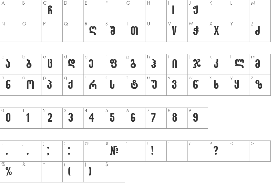 GEO-SakarMtavr font character map preview