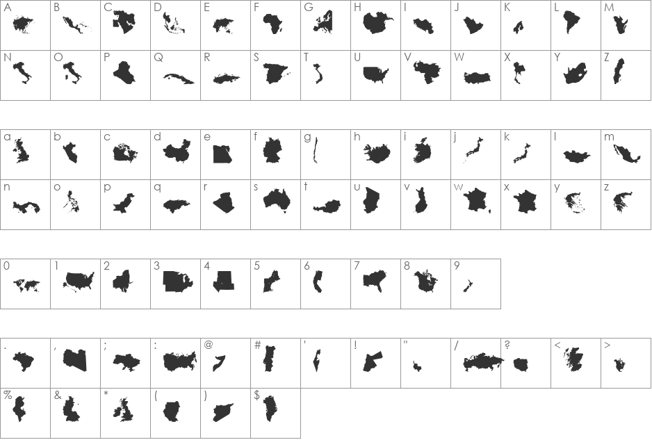 GeoBats font character map preview