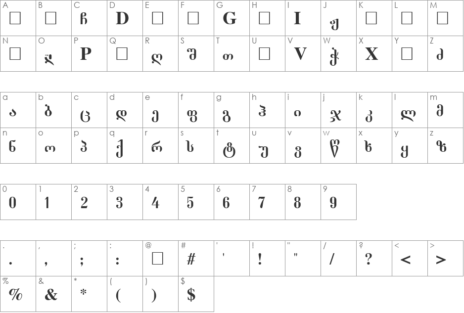 GeoDumbadze font character map preview