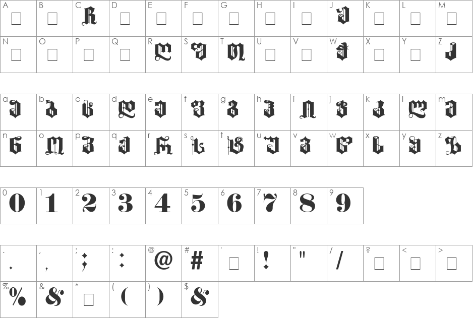 GeoGothic font character map preview