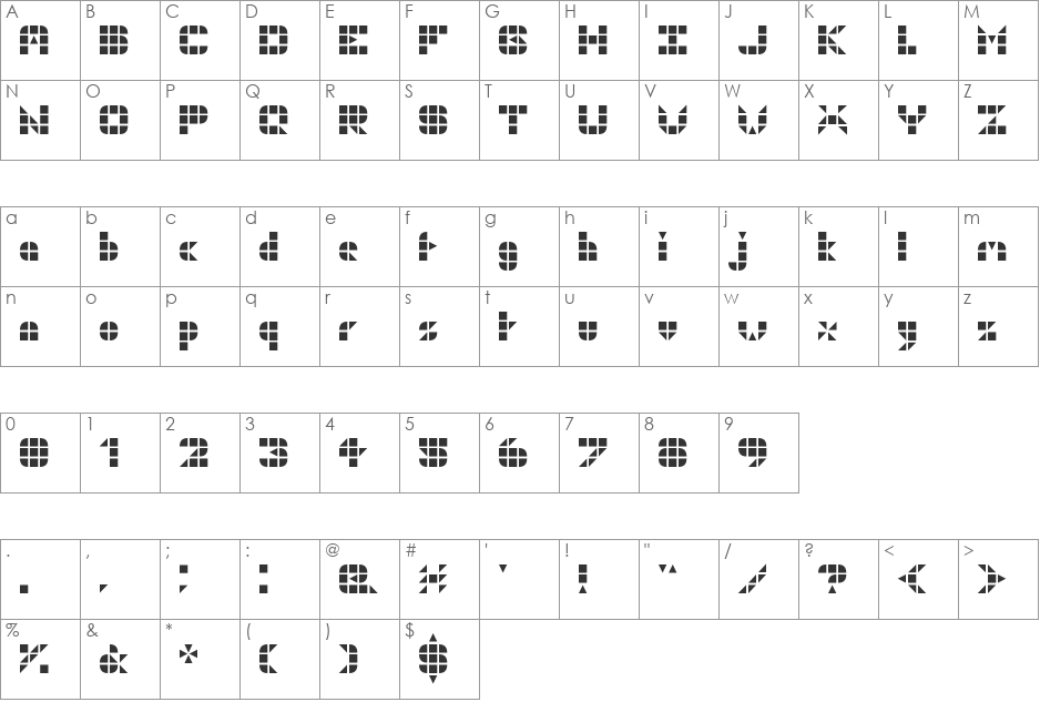 GeoGrid9 font character map preview