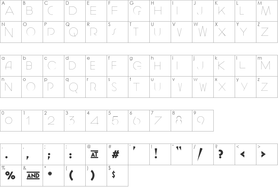 Geomancy font character map preview