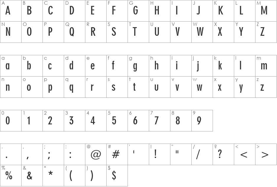 Geometr706 BdCn BT font character map preview