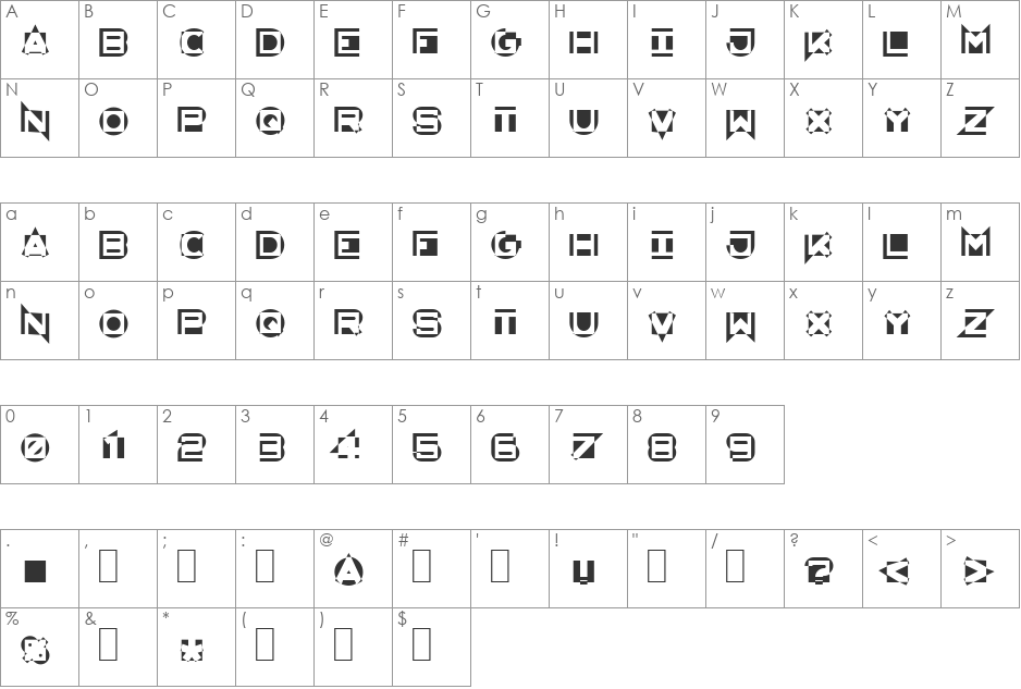 AntiMatter KG  font character map preview
